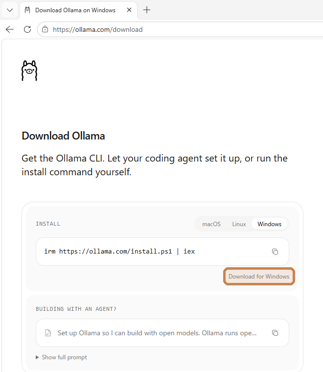 ダウンロードページ。枠の「Download for Windows」を押す(小さい文字なので見落とさないように)