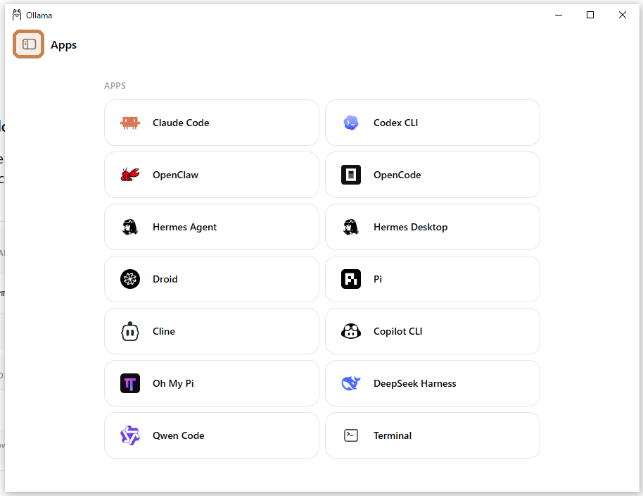 最初に出る「Apps」の画面。枠のボタンを押すとサイドバーが開く